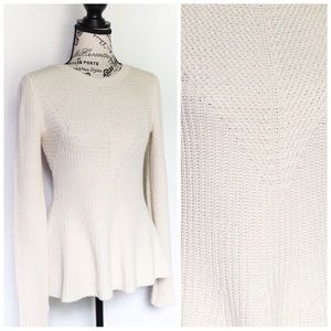 Ann Taylor Cream peplum knit sweater size XS